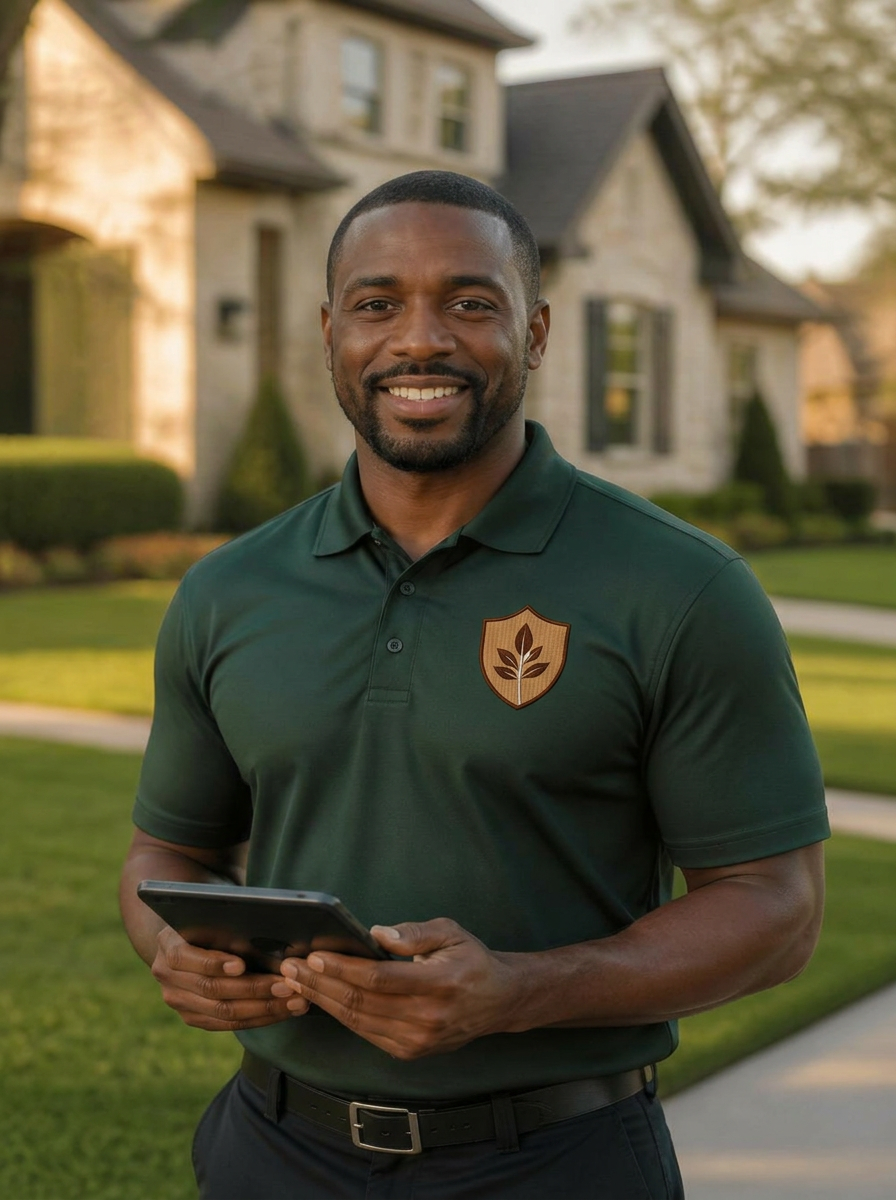 Cedar Shield pest control technician with clipboard